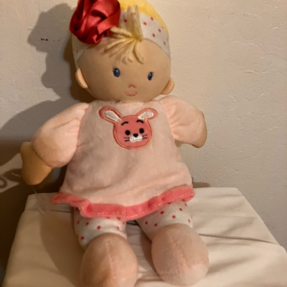 2012 Kids Preferred plush soft fleece doll with rose headband and bunny dress